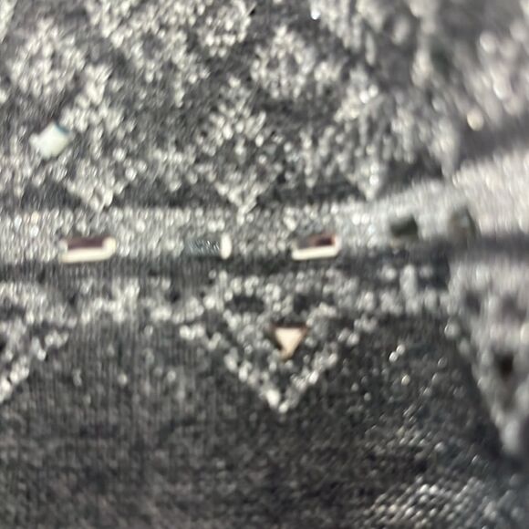 White House Black Market Gray Fringe Sweater Rhinestone & Metallic Accents NWOT - Picture 11 of 11